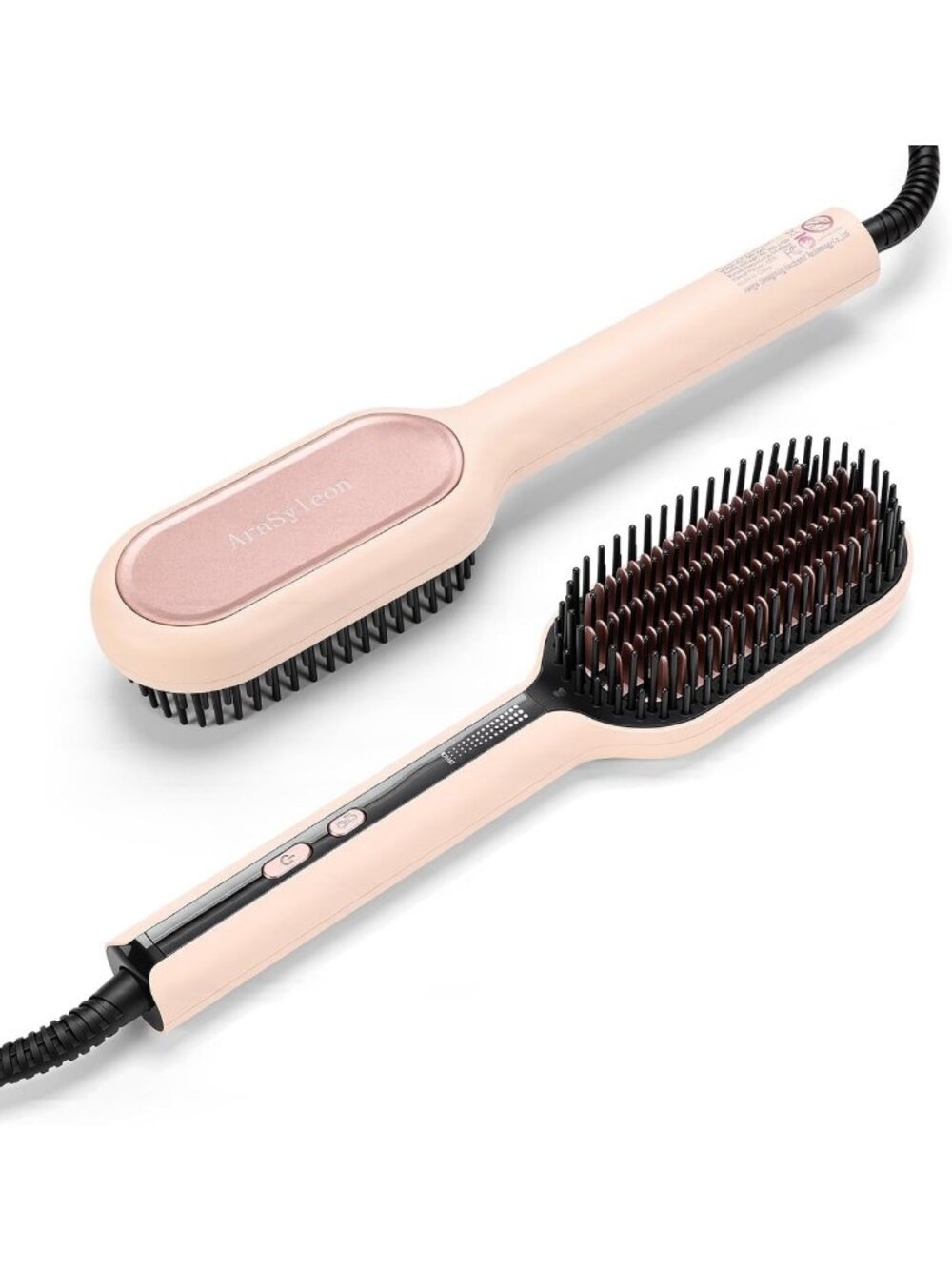 Negative Ionic Hair Straightener Brush - Fast Heat, Sleek & Smooth Finish, Pink